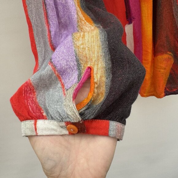 Claire Desjardins Art To Wear Colorful Tunic Blouse Long Sleeve Women's Size XXL - Picture 6 of 16